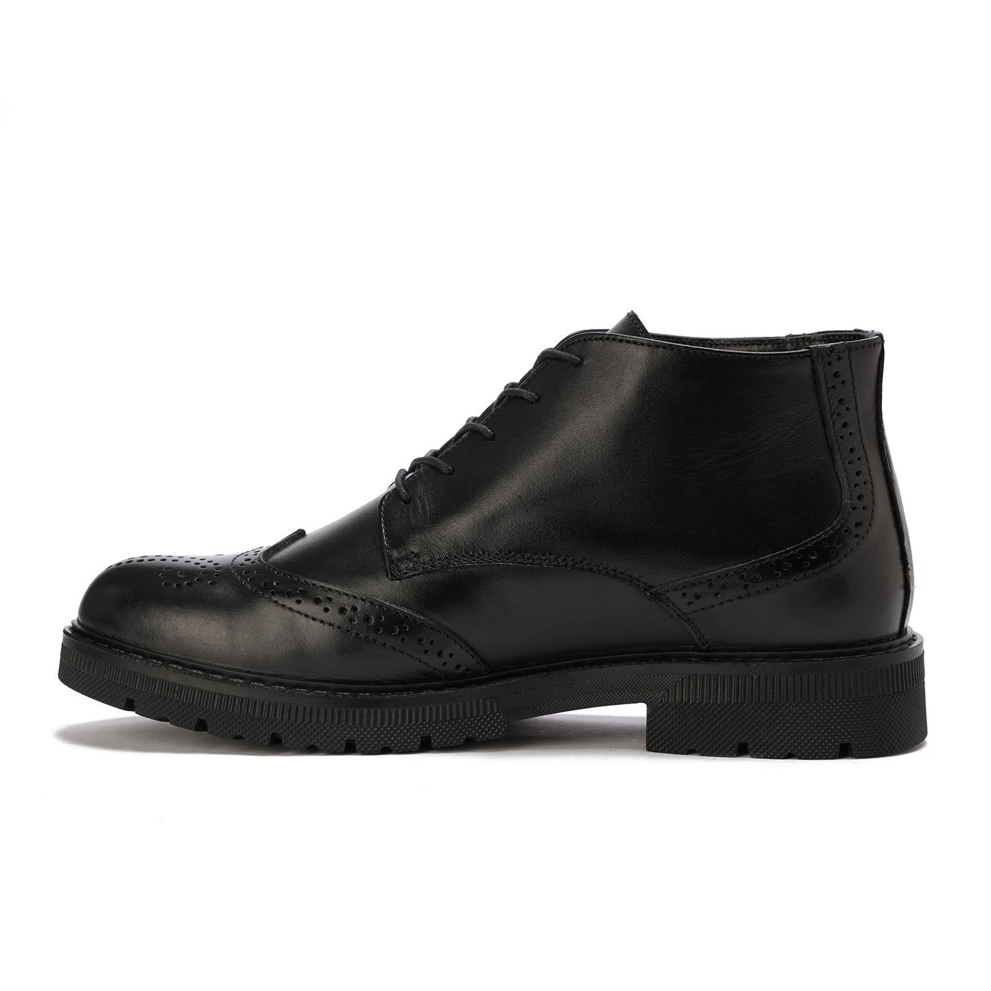 Black leather Brogue boot