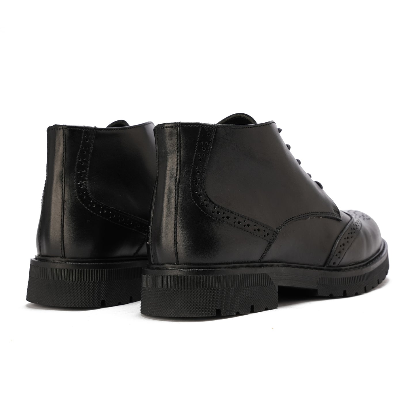 Black leather Brogue boot