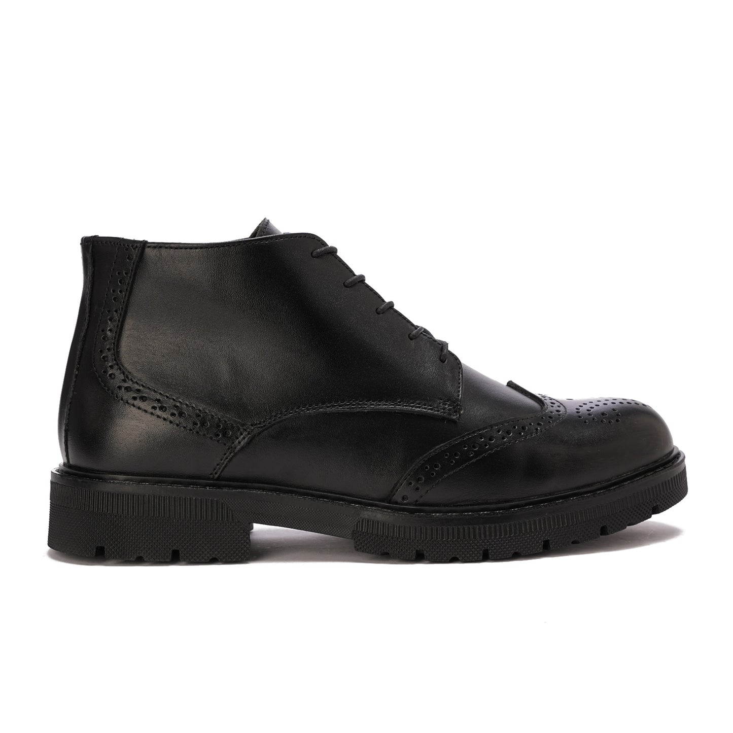 Black leather Brogue boot