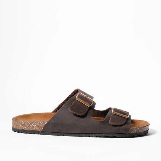 Brown Double Buckle Slides