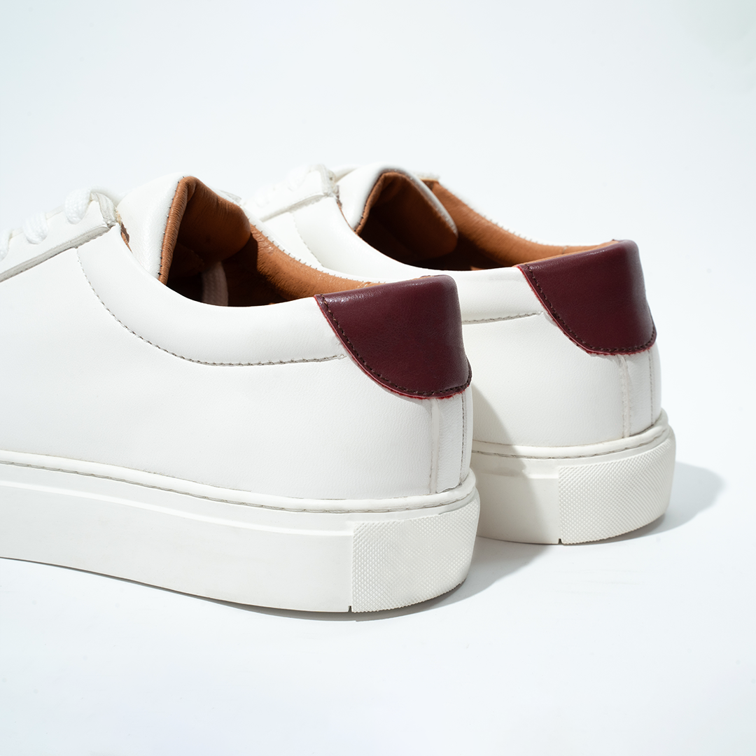 Pure White Plain Lace up Sneakers