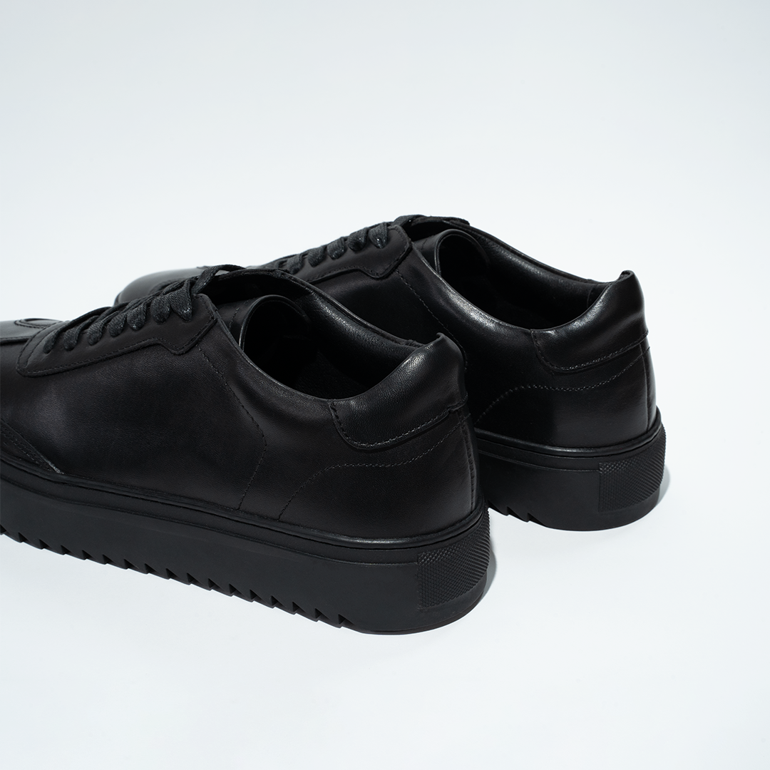 Black Plain Lace Up Sneakers