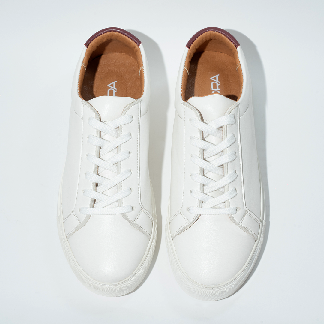 Pure White Plain Lace up Sneakers