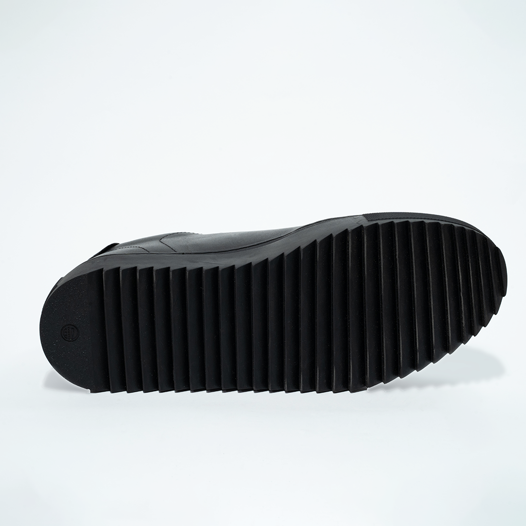 Black Plain Lace Up Sneakers