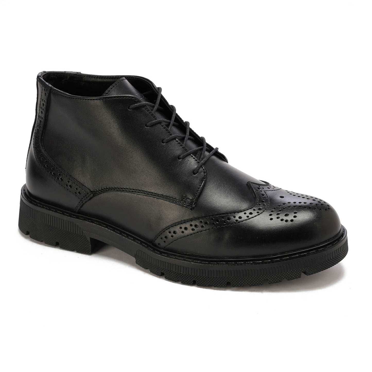 Black leather Brogue boot