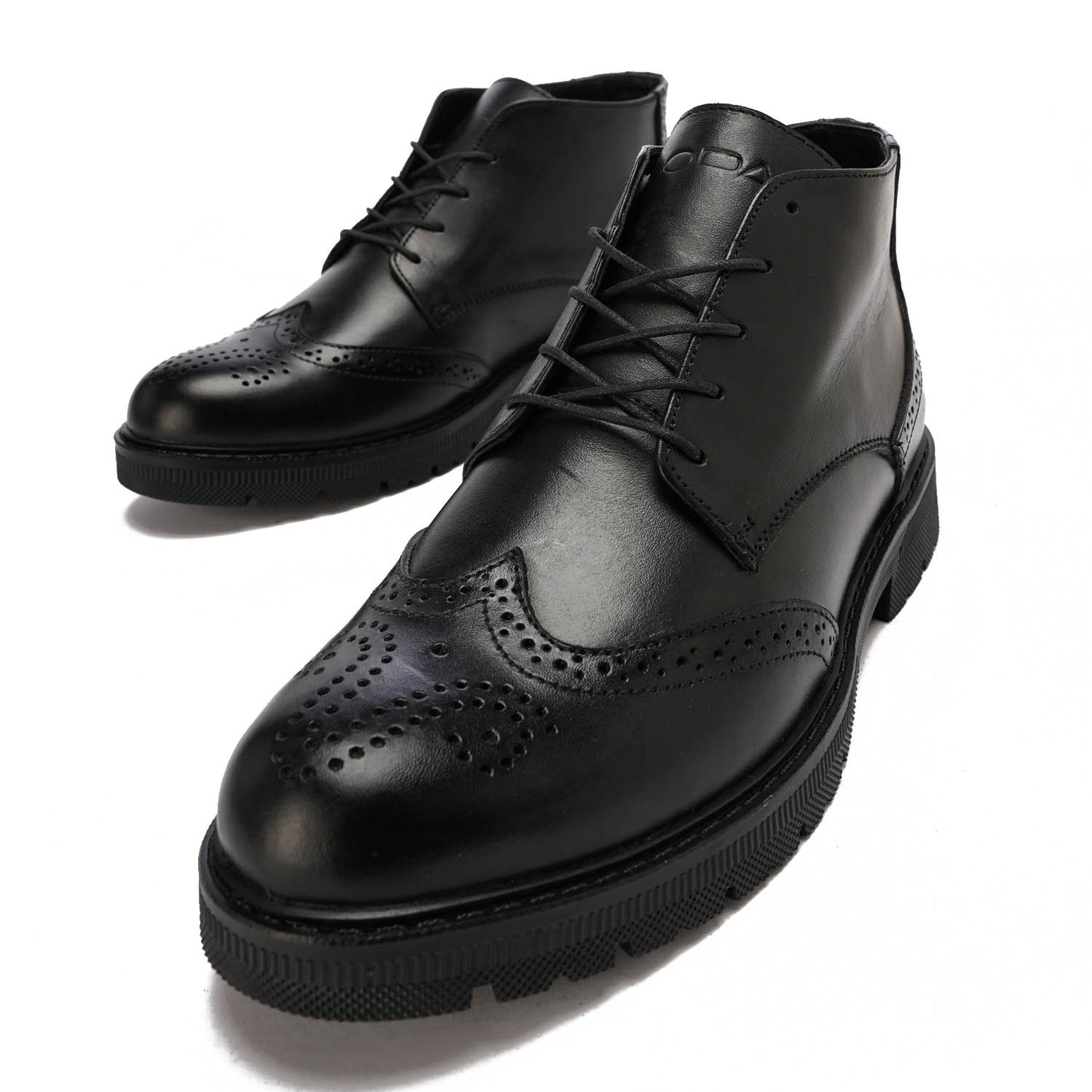 Black leather Brogue boot