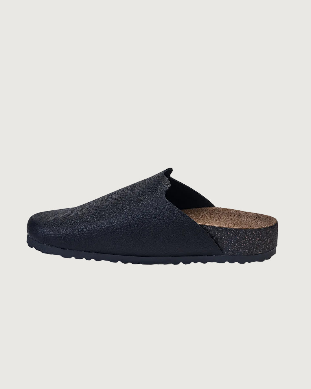 black leather clogs