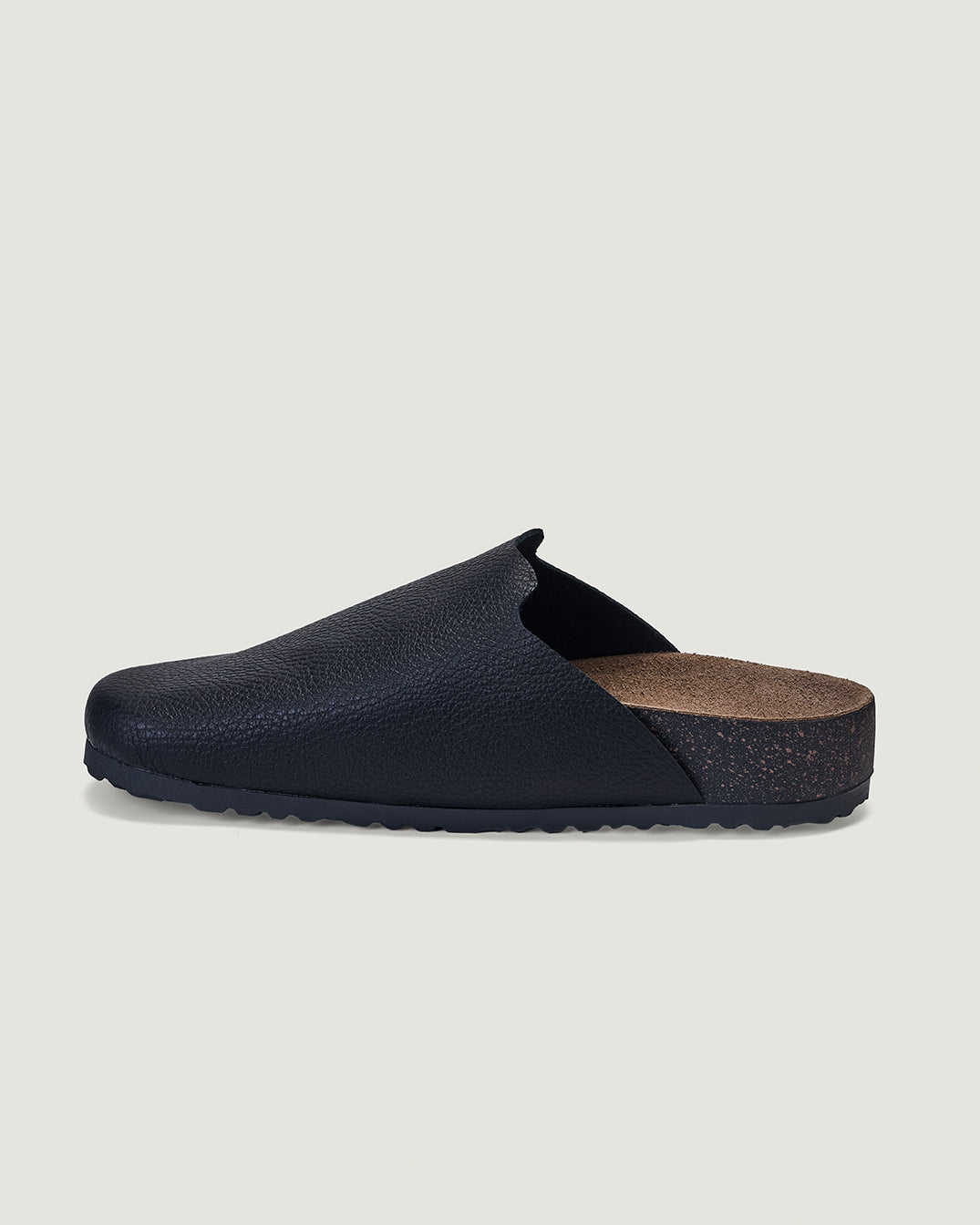 black leather clogs