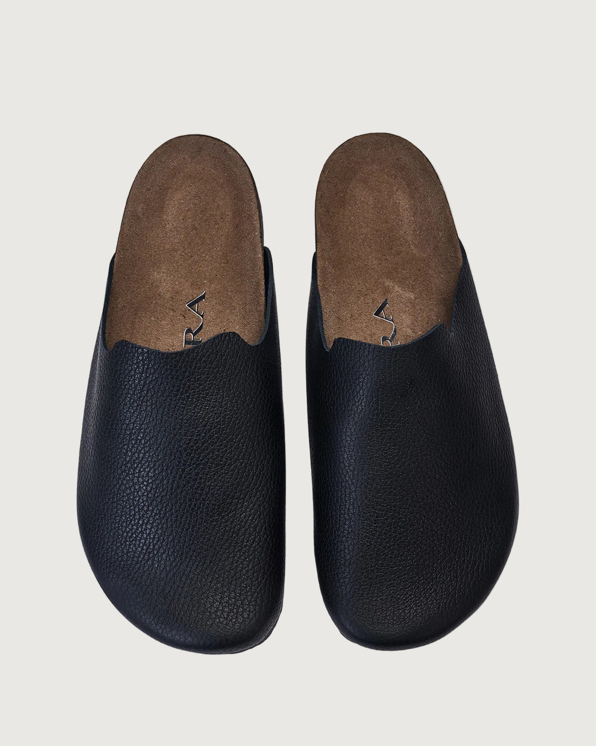black leather clogs