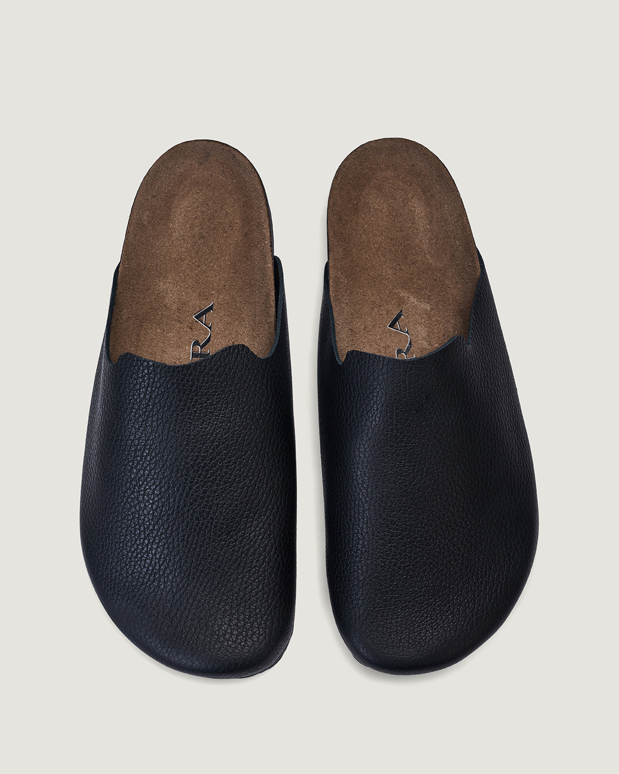 black leather clogs