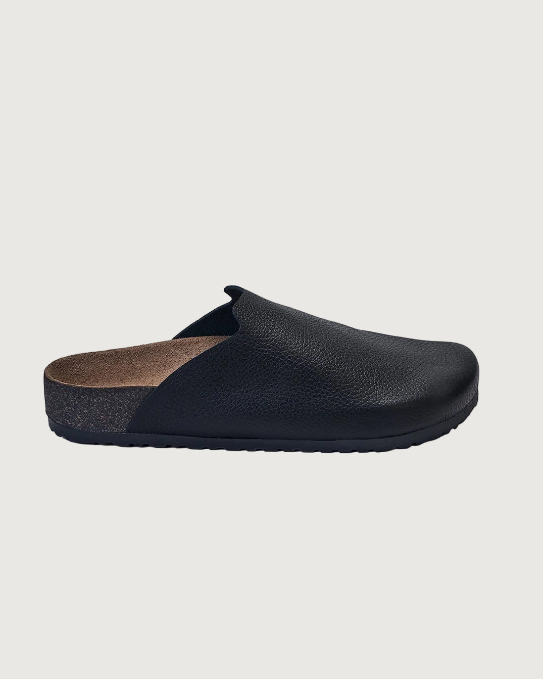 black leather clogs