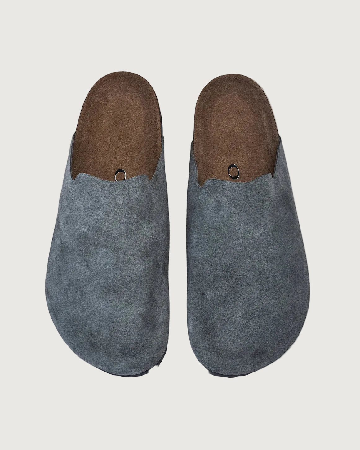 Split suede grey clogs