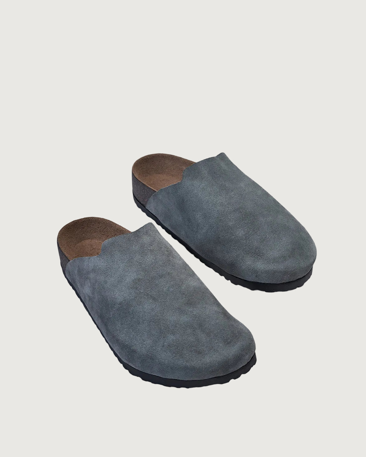 Split suede grey clogs