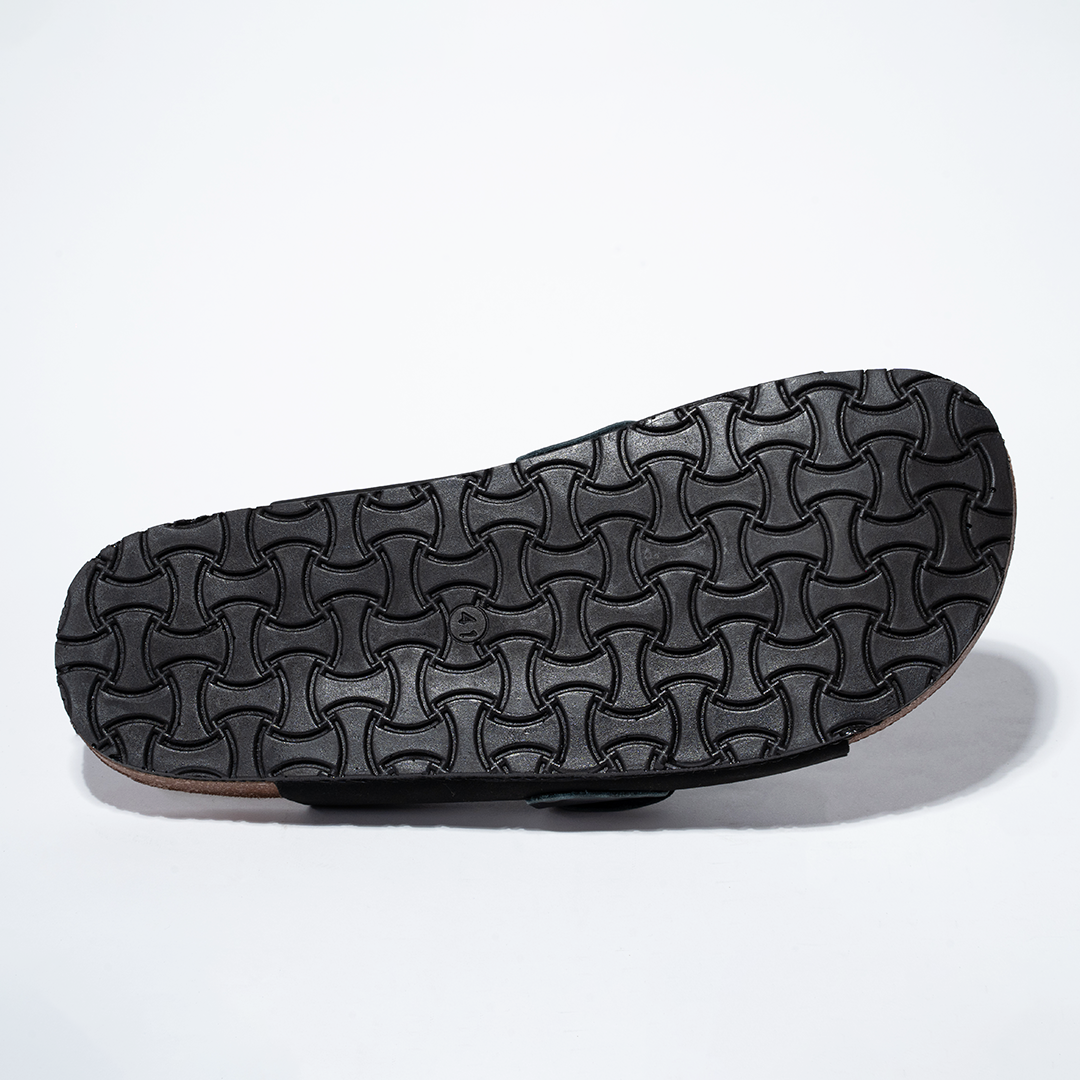 Cork Cushion Cross Slides - Black