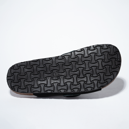 Cork Cushion Cross Slides - Black