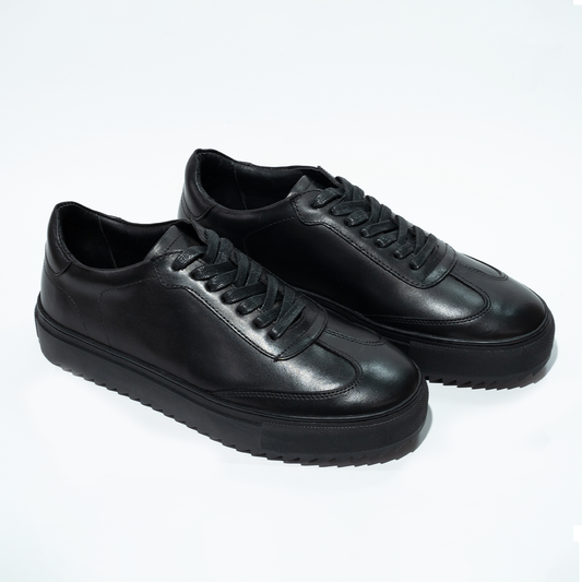 Black Plain Lace Up Sneakers