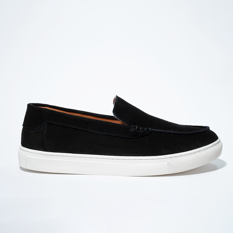 Black Suede Slip On Loafers