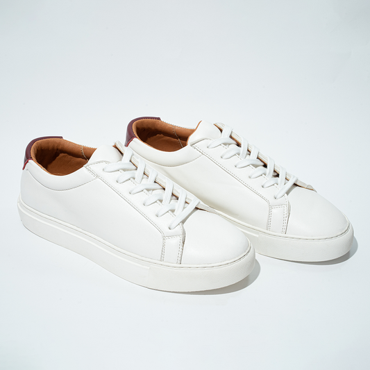 Pure White Plain Lace up Sneakers