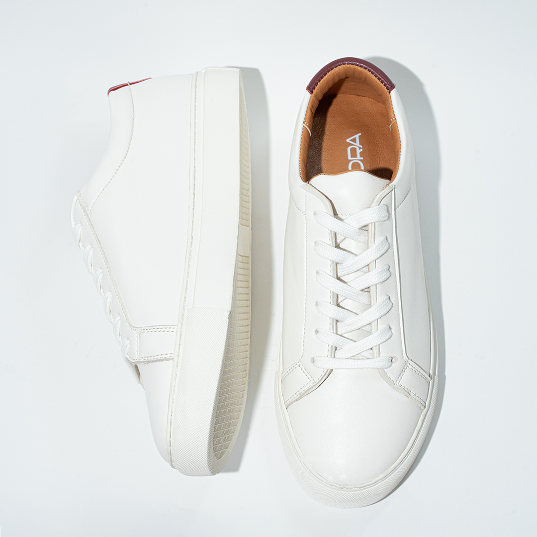 Pure White Plain Lace up Sneakers