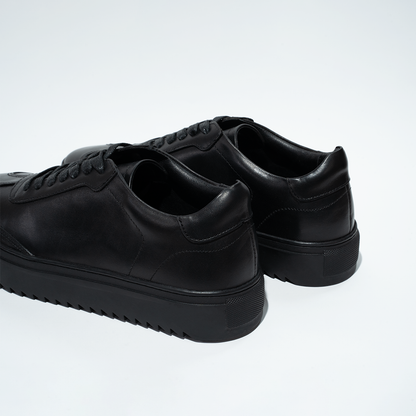 Black Plain Lace Up Sneakers