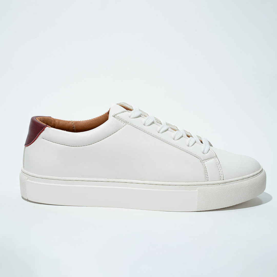 Pure White Plain Lace up Sneakers