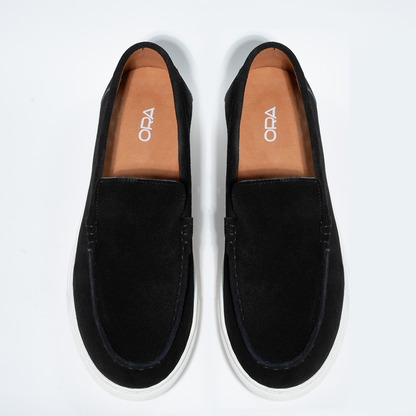 Black Suede Slip On Loafers