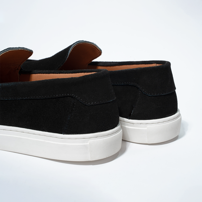 Black Suede Slip On Loafers