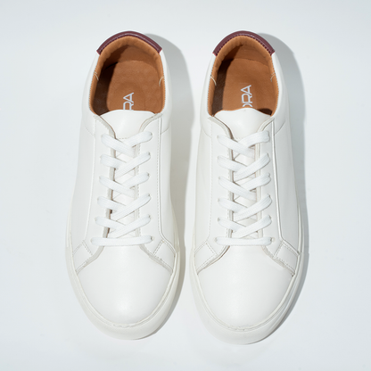Pure White Plain Lace up Sneakers