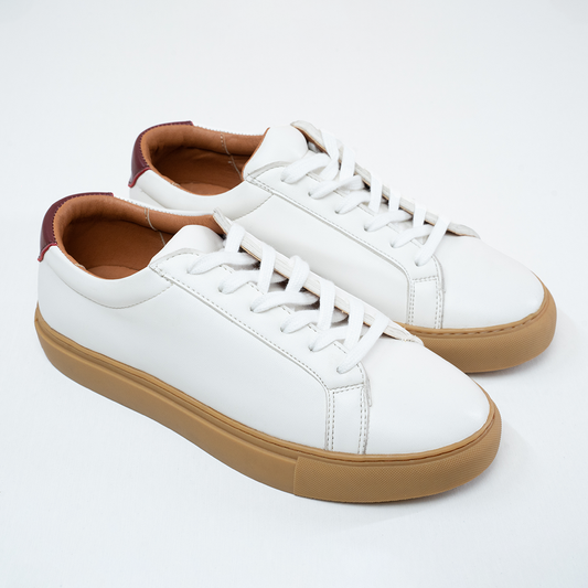 White Plain Lace up Sneakers Crepe Soles