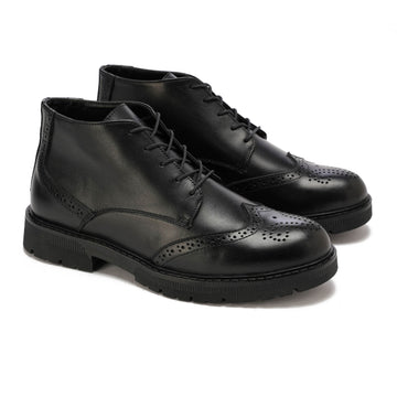 Black leather Brogue boot