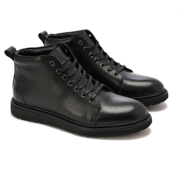 Sleek black leather boot