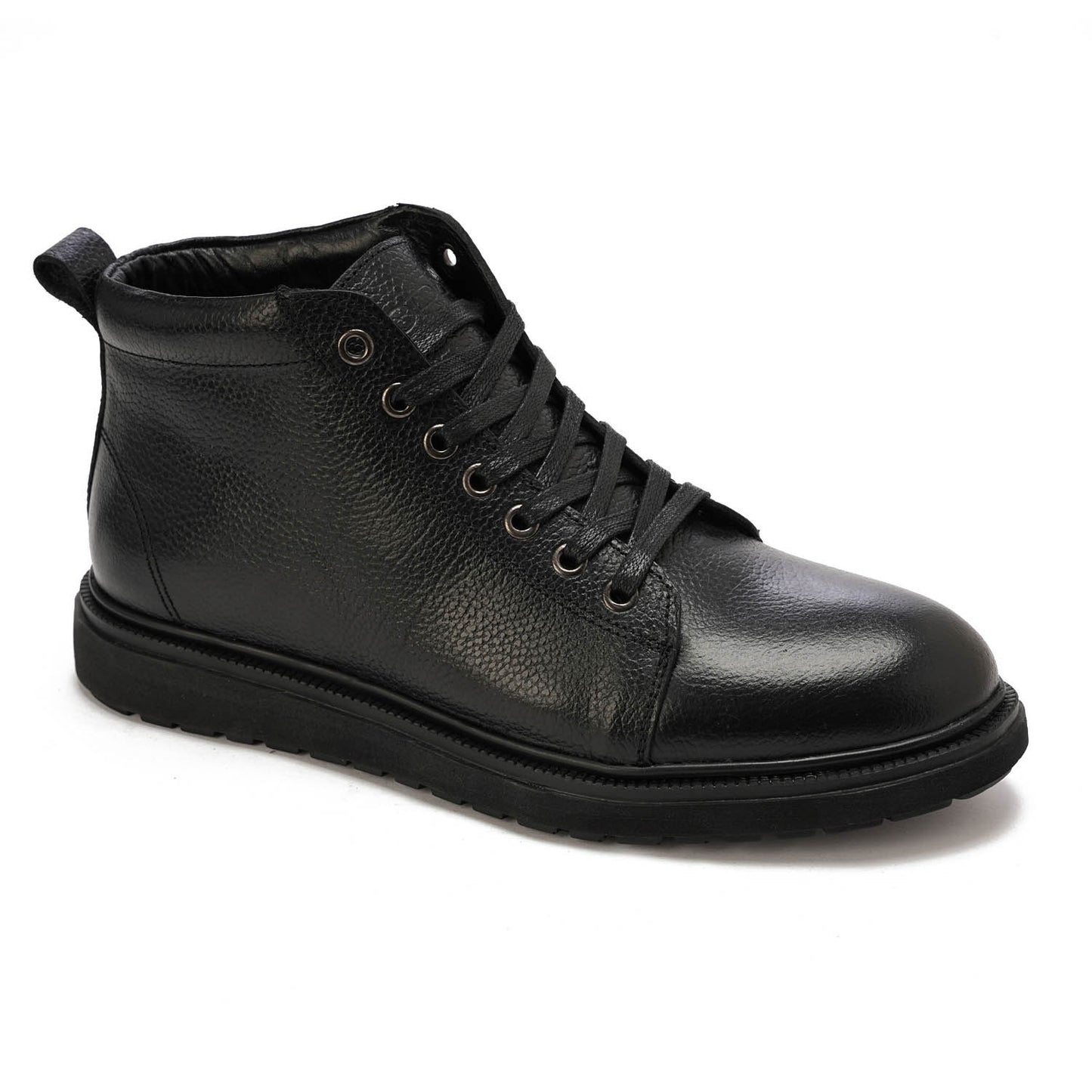 Sleek black leather boot