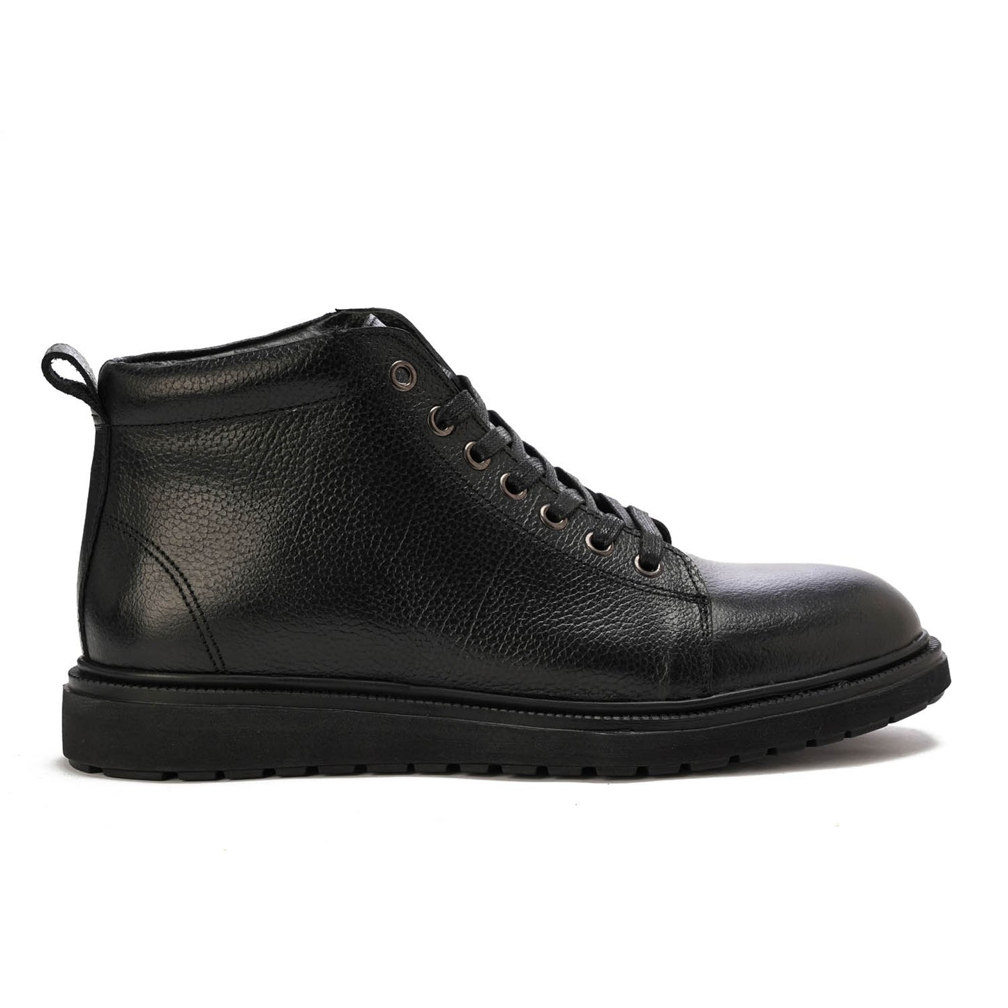 Sleek black leather boot