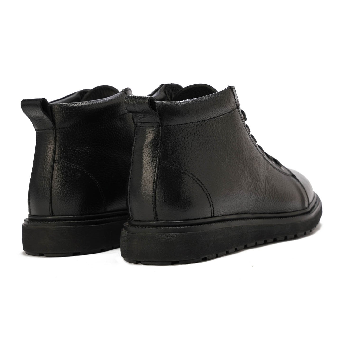 Sleek black leather boot