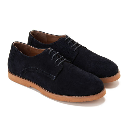 Split Suede Derby Shoes Navy Blue