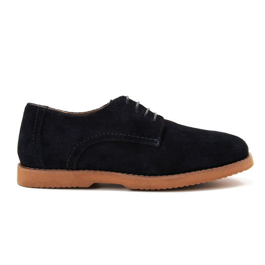 Split Suede Derby Shoes Navy Blue