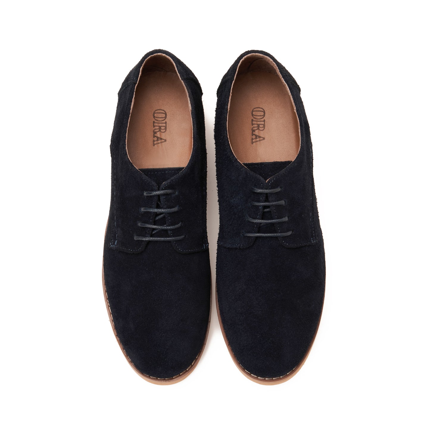 Split Suede Derby Shoes Navy Blue