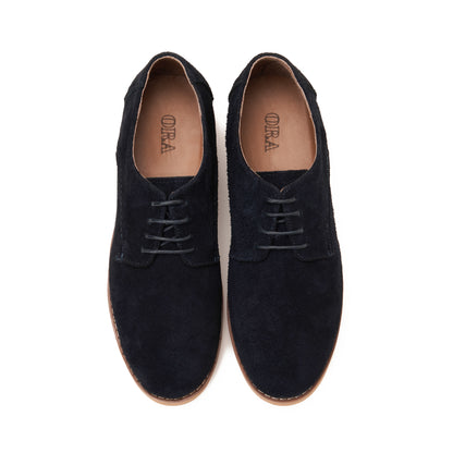 Split Suede Derby Shoes Navy Blue