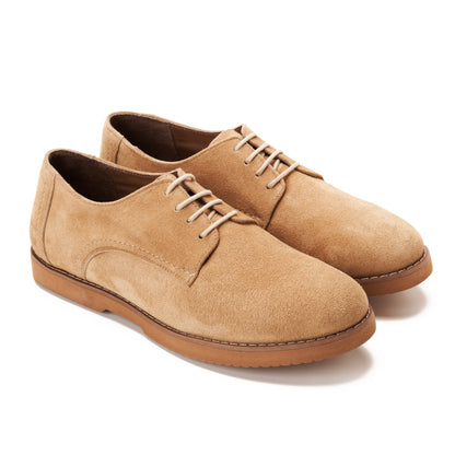 Split Suede Derby Shoes Beige