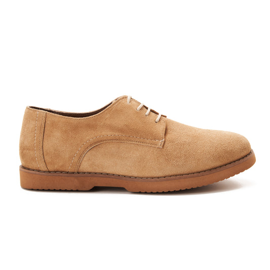 Split Suede Derby Shoes Beige