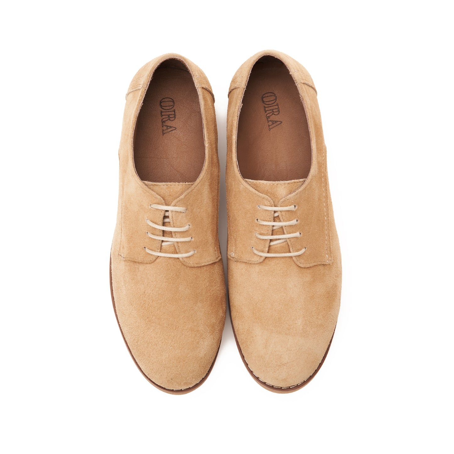 Split Suede Derby Shoes Beige